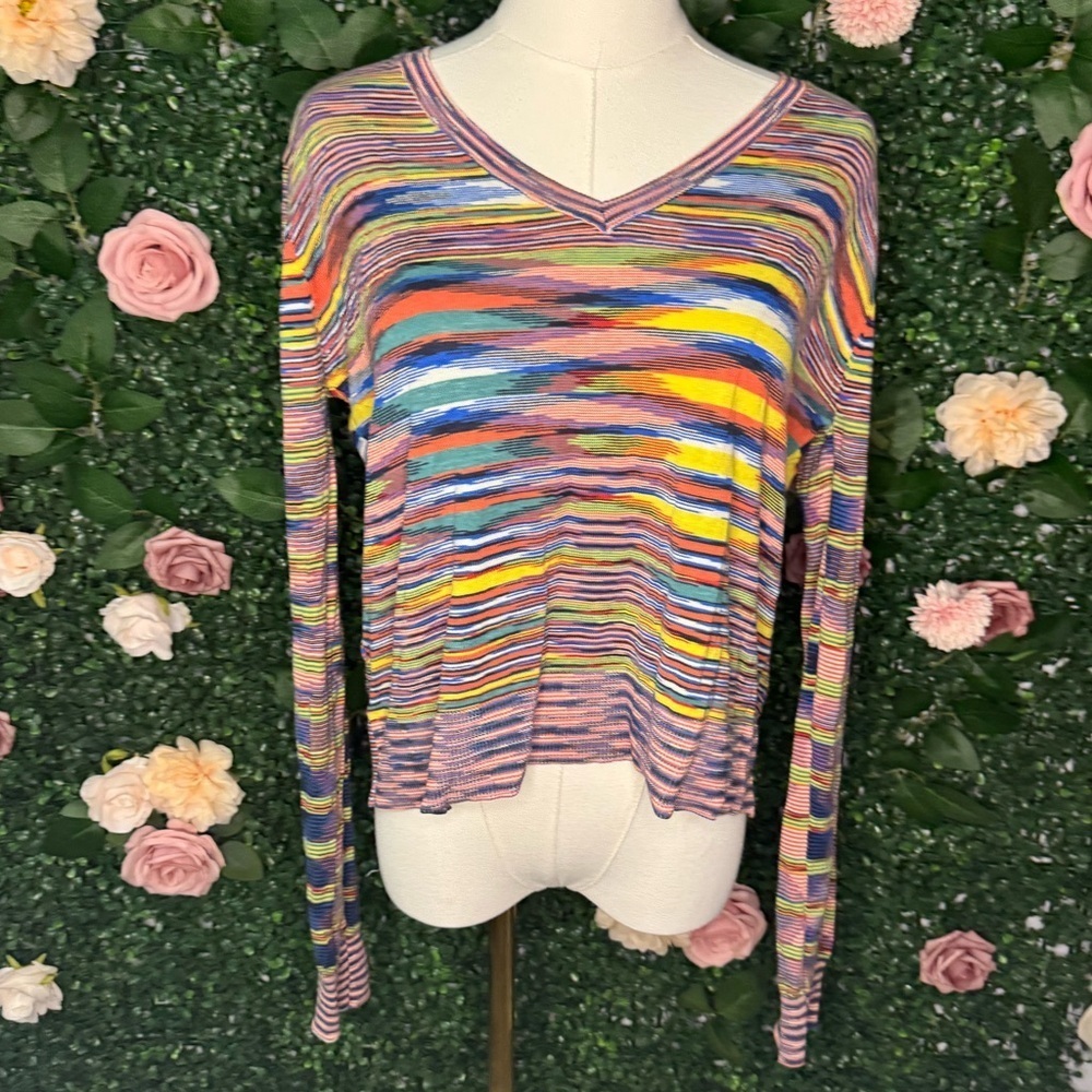 BCBGMaxAzria Multicolor Striped Long Sleeve Top